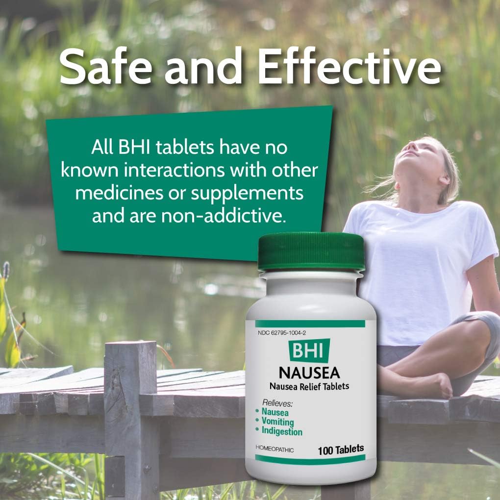 BHI Nausea Relief Natural, Safe Homeopathic Relief - 100 Tablets: Health & Personal Care