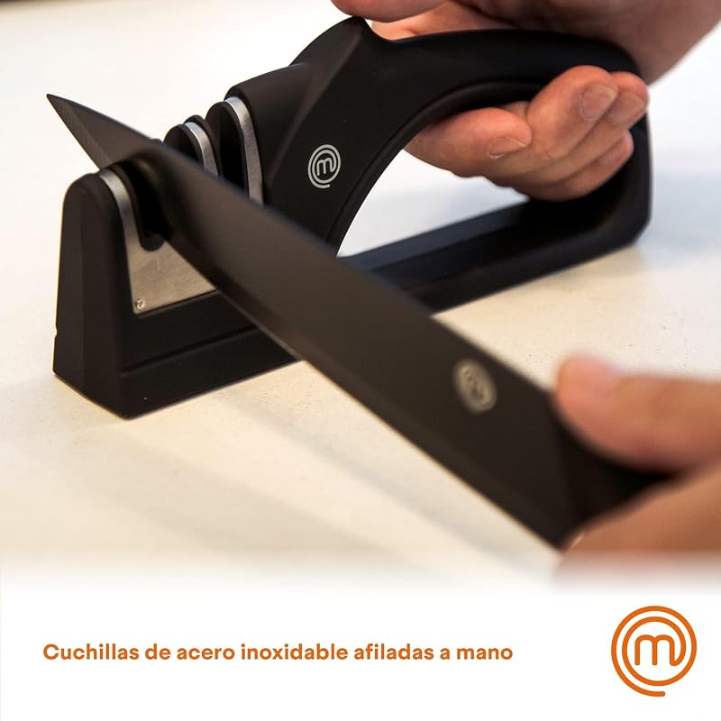 Facas de cozinha masterchef, conjunto de facas de cozinha, conjunto de facas de chef (carne, serra para pão, legumes e peixe), aço inoxidável, cabos de toque suave, multifuncional, 5 peças, preto
