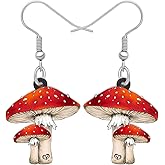 RAIDIN Acrylic Cute Creative Mushroom Dangle Drop Earrings for Women Mushroom Hypoallergenic Hook Earrings Jewelry for Gifts Party Charms