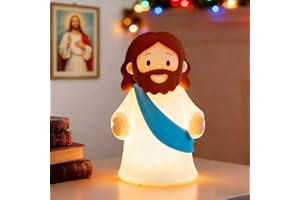 KangTen CHEN Jesus Night Light Rechargeable Bedside Night Light Dimmable Silicone LED Light Ideal for Religious Gatherings, Gifts for Sunday School, Baptism Presents, Easter Egg Decorations (Blue)
