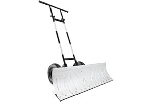 Best Choice Products 36in Galvanized Blade Heavy-Duty 2-Wheel Snow Pusher Hand Plow for Snow Removal w/Wheels, Adjustable Handle, Blade Angle - Silver