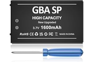 Gameboy Advance SP Battery Pack, 1600mAh GBA SP Rechargeable Lithium-ion Battery Replacement for AGS-001, SAM-003 with Tool P