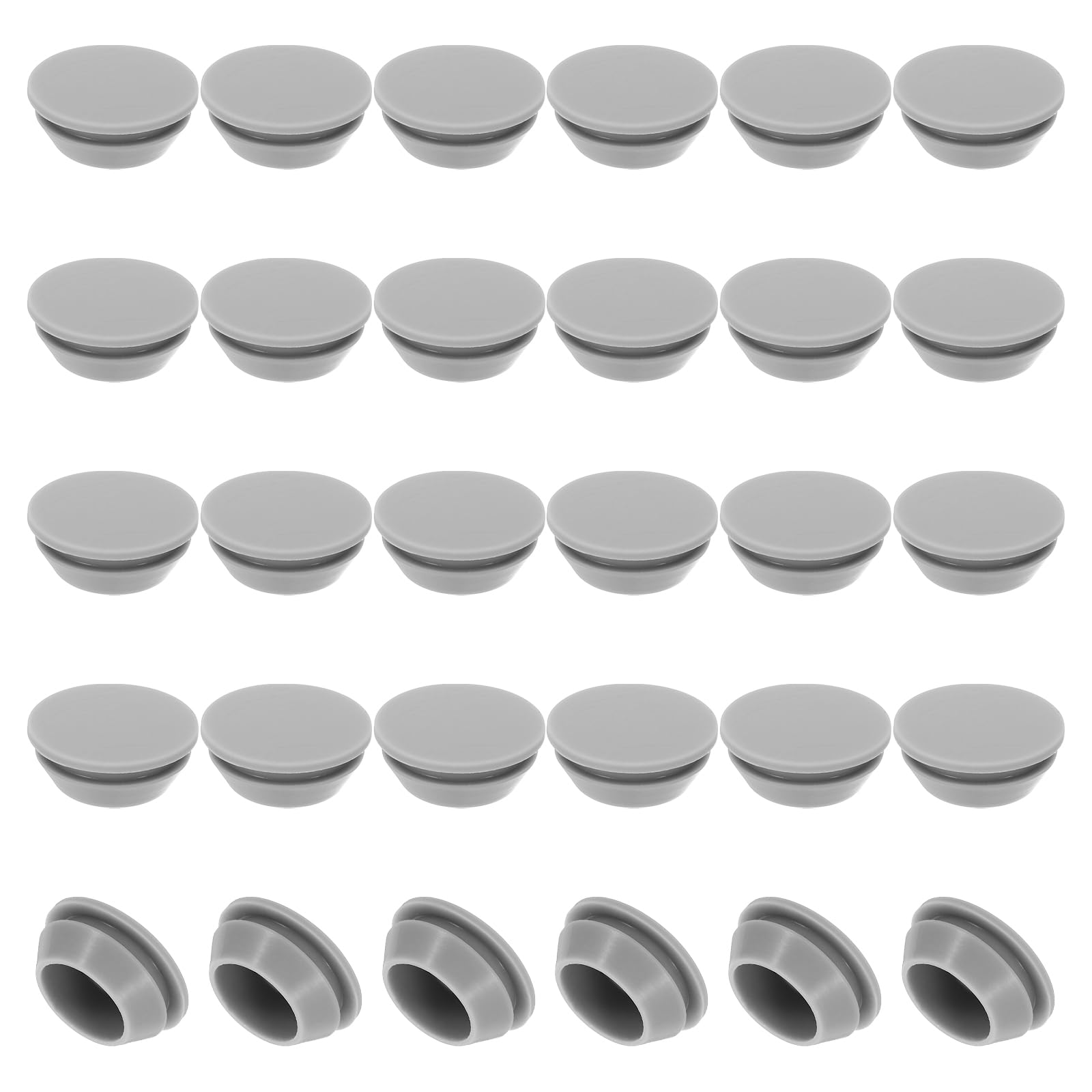 PATIKIL 18mm Diameter Silicone Round Snap, 30 Pcs in Type Locking Furniture Hole Plug Button Protective Cover Cap Head Fit for 2.5-18mm Hole for Seal Bulkhead Cylinder Hole, Grey