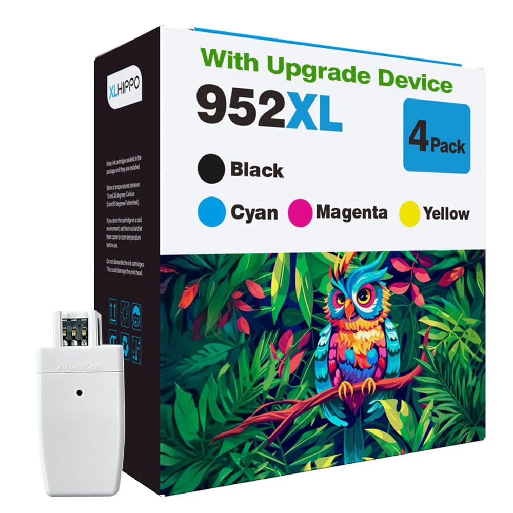 Photo 1 of 952 XL Ink Cartridges for HP Printers Replacement for HP 952 HP 952XL Ink Cartridges Combo Pack Works on OfficeJet Pro 8710 7740 8720 8715 8210 7720 8702 8730 8740 8725 (4 Pack + Chip Upgrade Device)