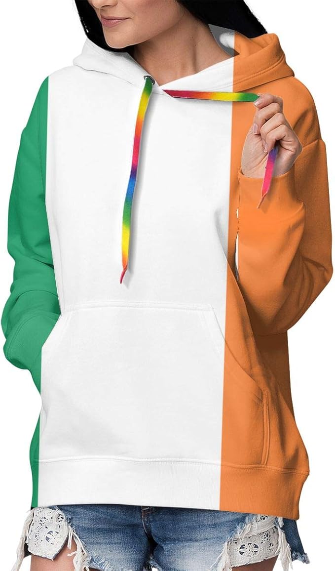 Flag of Ireland Women's Hoodie 3D Sweatshirt Plus Velvet