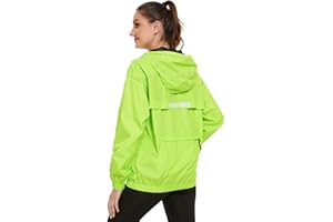 OSTOO Women's Running Cycling Lightweight Rain Jacket Waterproof with Hood Hiking Wind Breakers Pullover