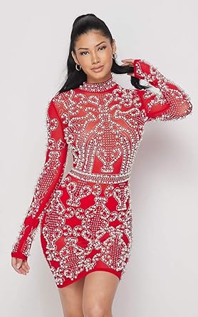 red rhinestone dress