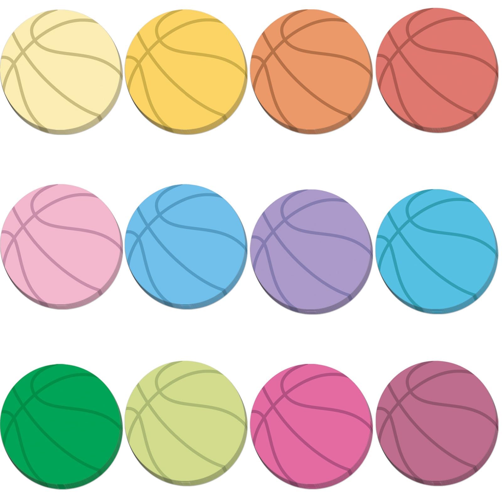 Photo 1 of 12 Pcs Basketball Shaped Sticky Notes Basketball Note Pads Colorful Self Sticky Post Notes Cute Mini Memo Sticky Tabs for Office Home Stationery Supplies Party Favors