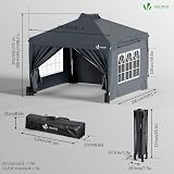 VOUNOT 3m x 3m Pop Up Gazebo with Sides Central Lock System Grey view 6