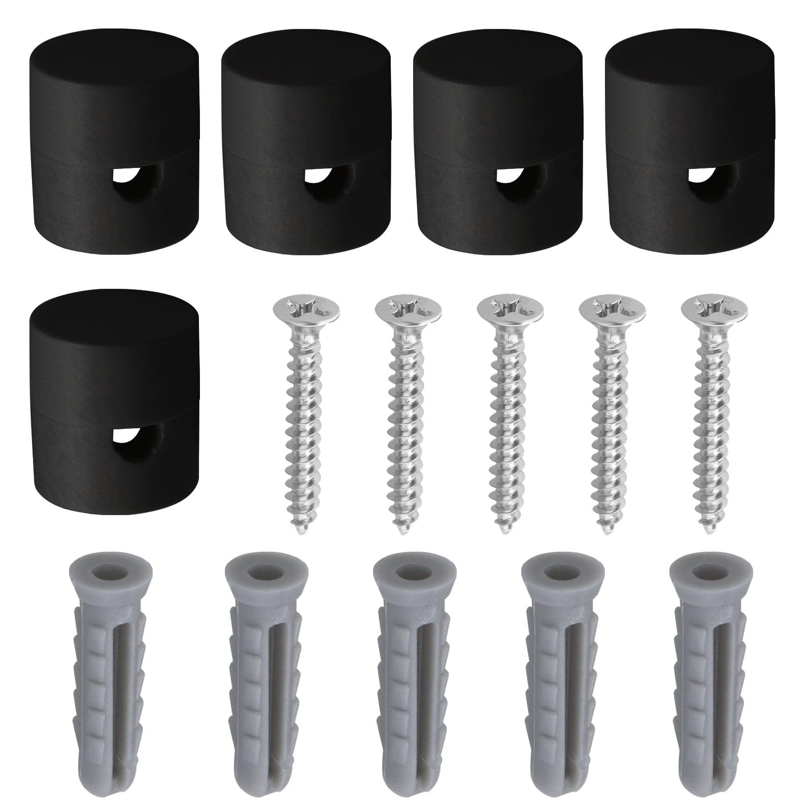 SG Store 5Pcs Ceiling Decentralizers Cable Holder Ceiling Mounts for Lamps DIY Textile Cable with 5pcs Screws and 5pcs Dowels, Black