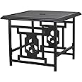 LOKATSE HOME Patio Umbrella Table Stand with Umbrella Hole, Outdoor Table Base Only Garden Table Bistro Table - Black