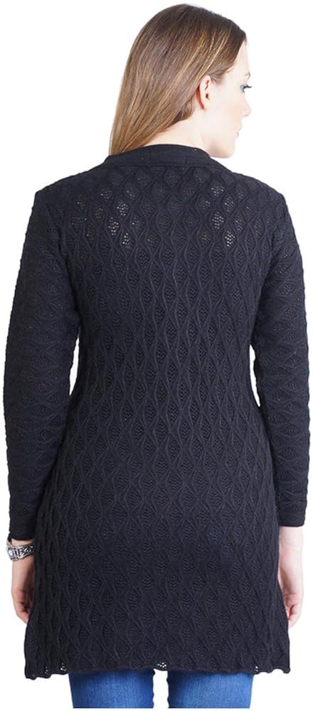 montrex acro wool winter long coat for women, girls (black)