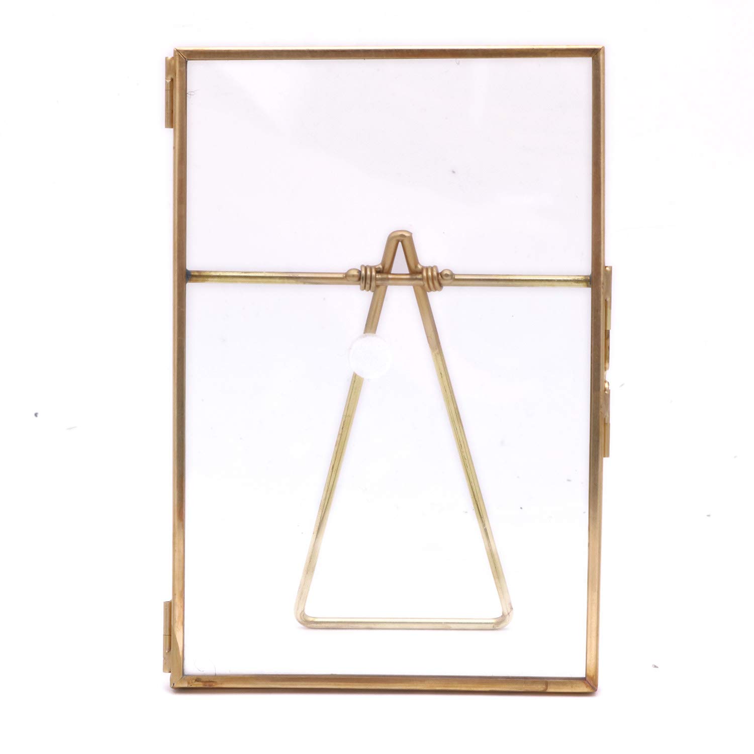 POFET Gold Metal Floating Pressed Glass Picture Frame with Metal Easel, Photo Display for Desk 10.2x15.3cm / 6"