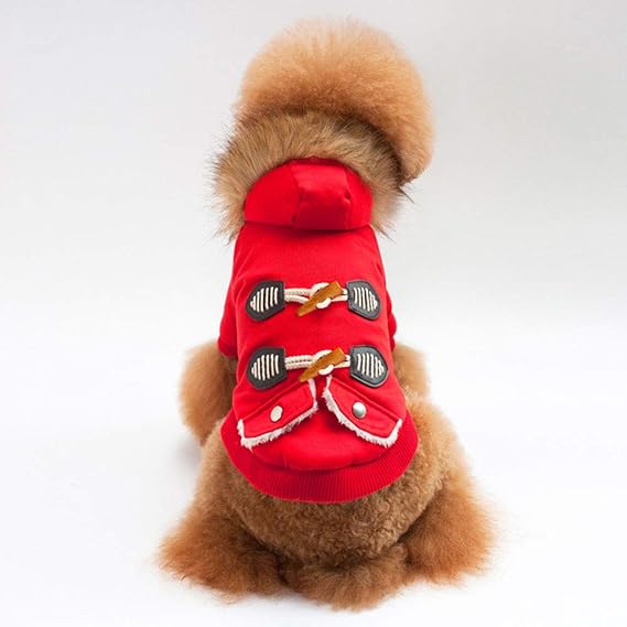 Amazon Co Jp かわいい犬のペット犬の服の綿のコートホーンバックル綿のコートのペットのコートの毛皮の襟 服 ファッション小物