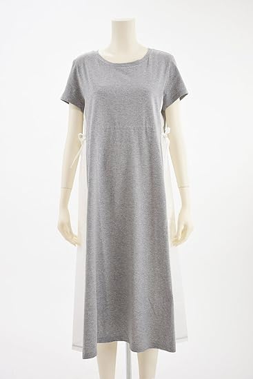 Amazon ハウピア Haupia 結ぶ 異素材切り替えコンビロングワンピース ワンピース チュニック 通販