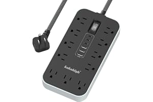 KAKAHIGH Extension Cord with USB Ports- 5 FT Power Strip with USB, 1625W Multi Outlet with 11 AC Outlet 6 USB (24W/4.8A), Charging Station for Multiple Devices, for Home, Office, Dorm, Gaming Room Essentials