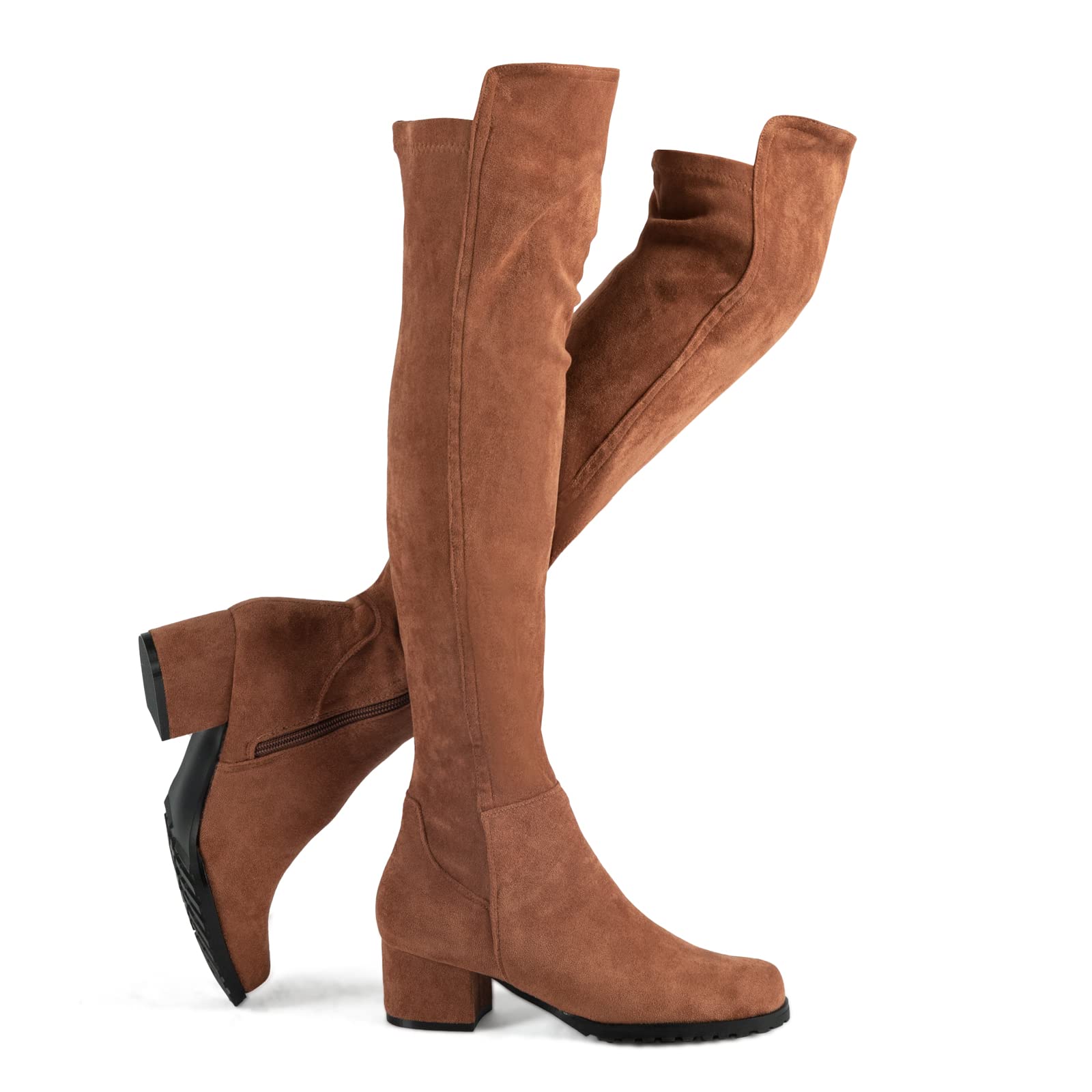 Photo 1 of Shoe'N Tale Chunky Block Low Heel for Women Comfortable Over The Knee Thigh High Boots(10,Brown)