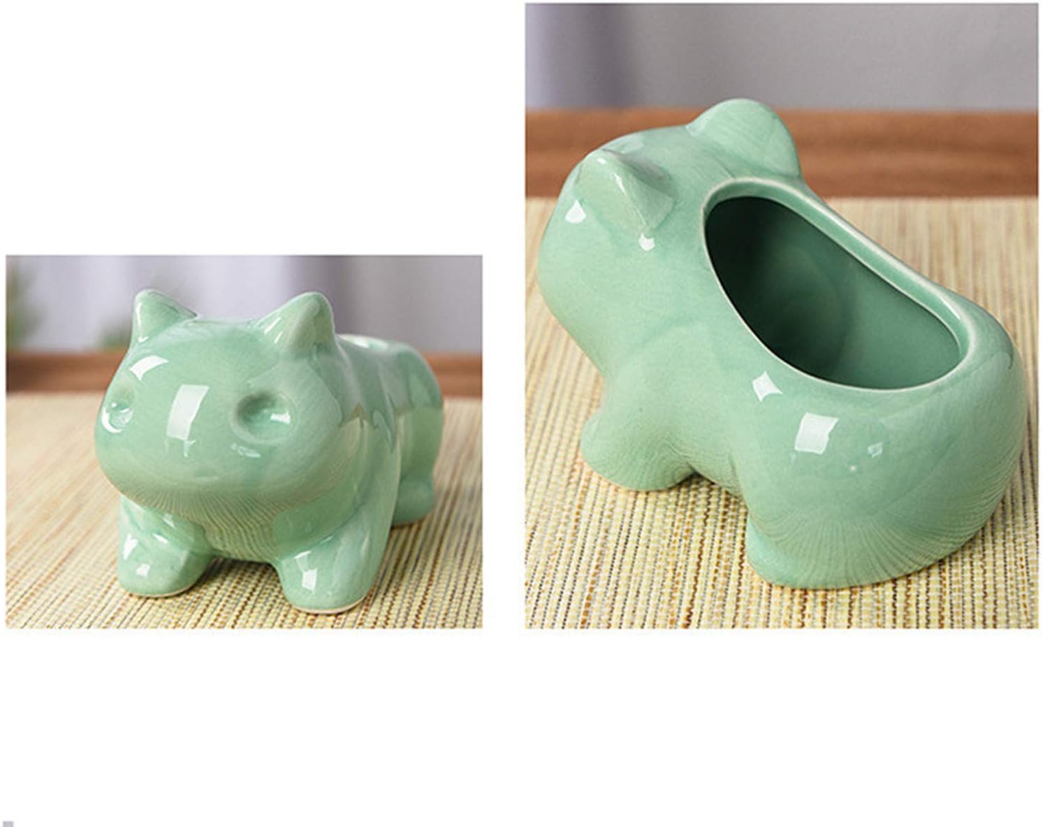 YODOOLTLY Ceramic Flower Pots- Cute Cartoon Succulent Planter Pots Green Small Animal Shaped DIY Art Vase Flowerpot for Office Desktop Garden Home Decorative - Image 4