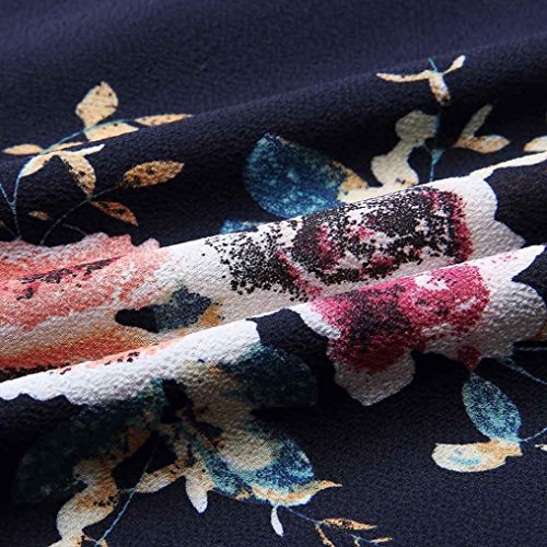 Dainzuy Ladies Sexy Casual Tops, Women's Floral Printing T-Shirt Short Sleeve Blouse (Navy, XXL)