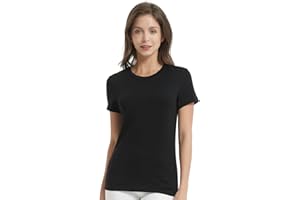 MERIGREENY Women's 100% Merino Wool T-Shirt, Crew Neck Lightweight Moisture-Wicking Athletic Base Layer Tops for Running
