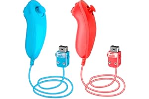 SWeien Wii Nunchuck Controller, 2 Packs Nunchuck Joystick Compatible with Wii console (Red & Blue)