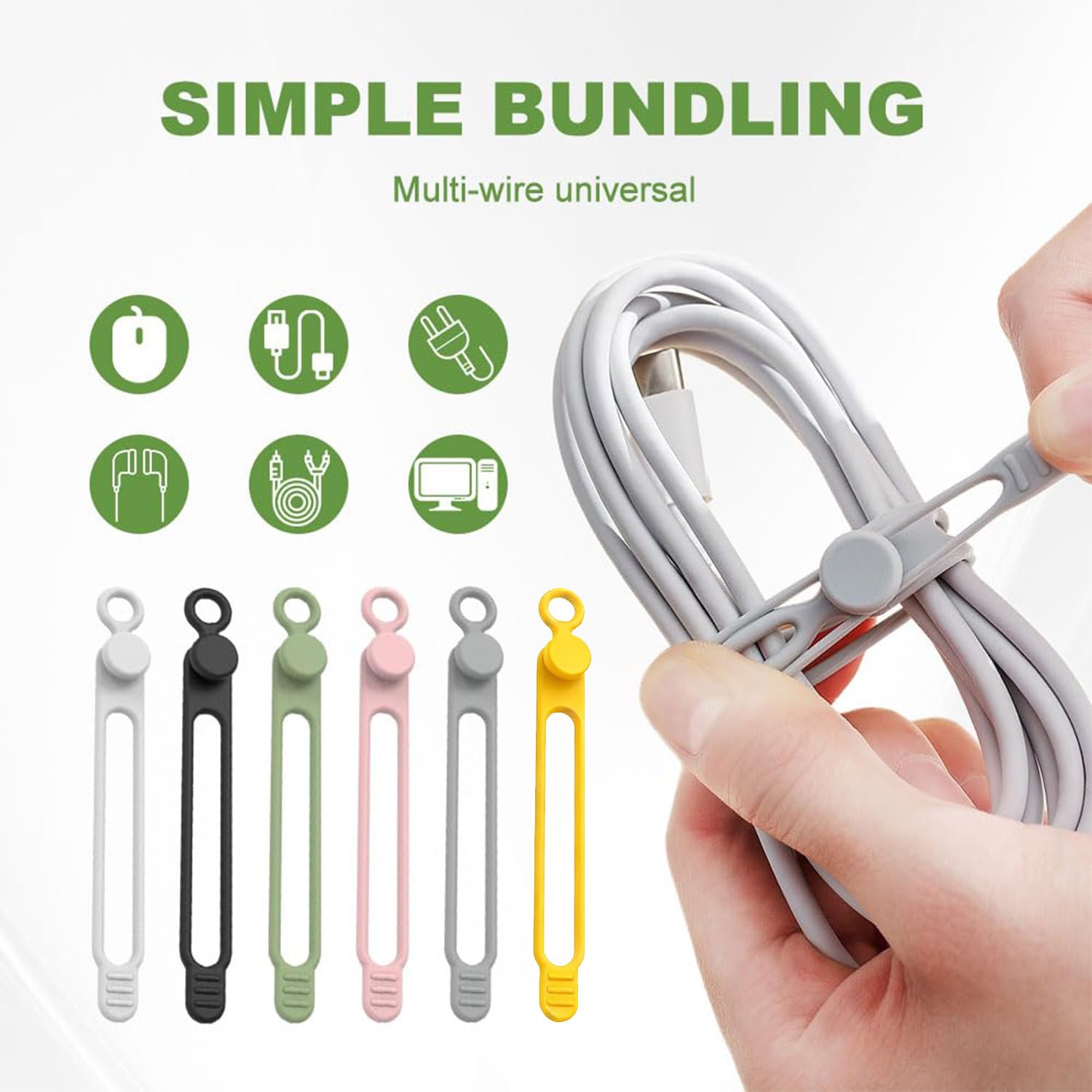 Neuer Datenkabel-Organizer, Silikon-Kabelbinder, wiederverwendbare Kabelorganisatoren, Kabelorganisatoren für Zuhause, Büro und Reisen (18 Pcs) 5