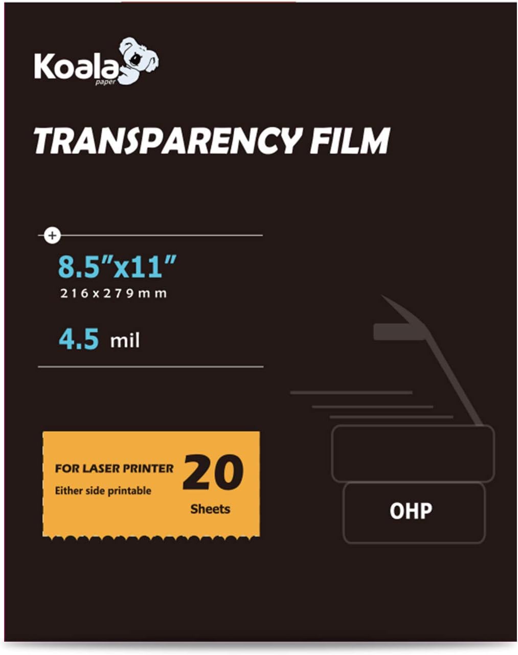 Koala OHP Film Overhead Projector Film 8.5x11 Inches Dual-side Printing Film for Laser Printer : Office Products