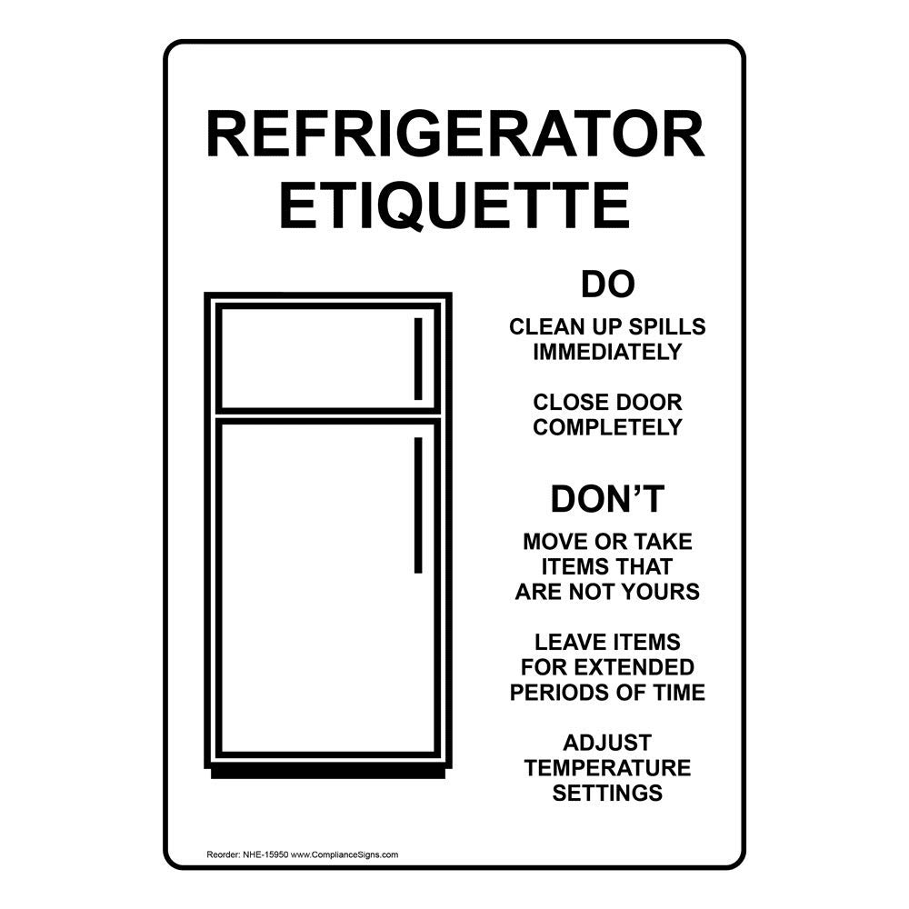 Refrigerator Etiquette with Symbol Sign with Symbol, 5x3.5 in. 4Pack