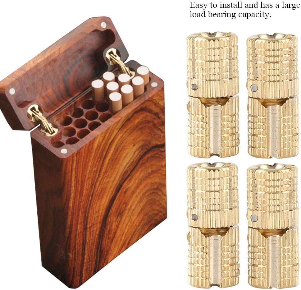 Zerodis 4Pcs Gold Barrel Hinge Brass Hidden Concealed Hinge 10mm Cabinet Gift Box Invisible Barrel Hinges with 180° Opening Angle for DIY Jewelry Box Hand Craft - Image 5