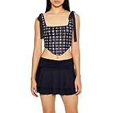 Forever 21 Women's Plaid Corset Bow Crop Top
