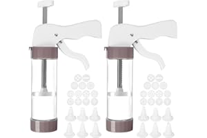 2 Set Cookie Press Gun, Cookie Press for Baking, Cookie Gun, Reusable Cookie Press Kit with 26 Cookie Discs and 12 Icing Nozz