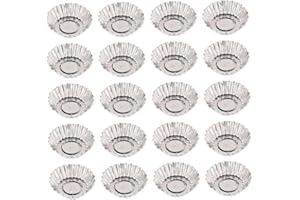Egg Tart Molds - 20PCS Aluminum Baking Cupcake Liners, Flat Bottom Pudding Mini Pans for Baking, Mini Pie Tartlet Tins