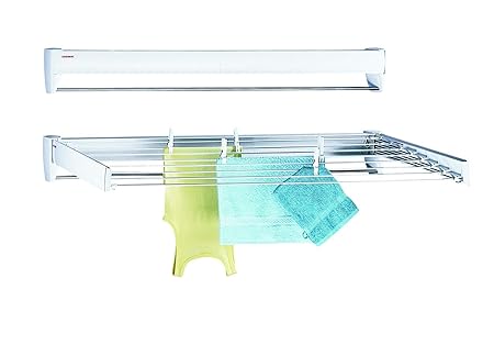 Leifheit Wandtrockner Telegant 81 Protect Plus, hängender Wäschetrockner im kompakten Format, Wäscheständer ausziehbar für Ba