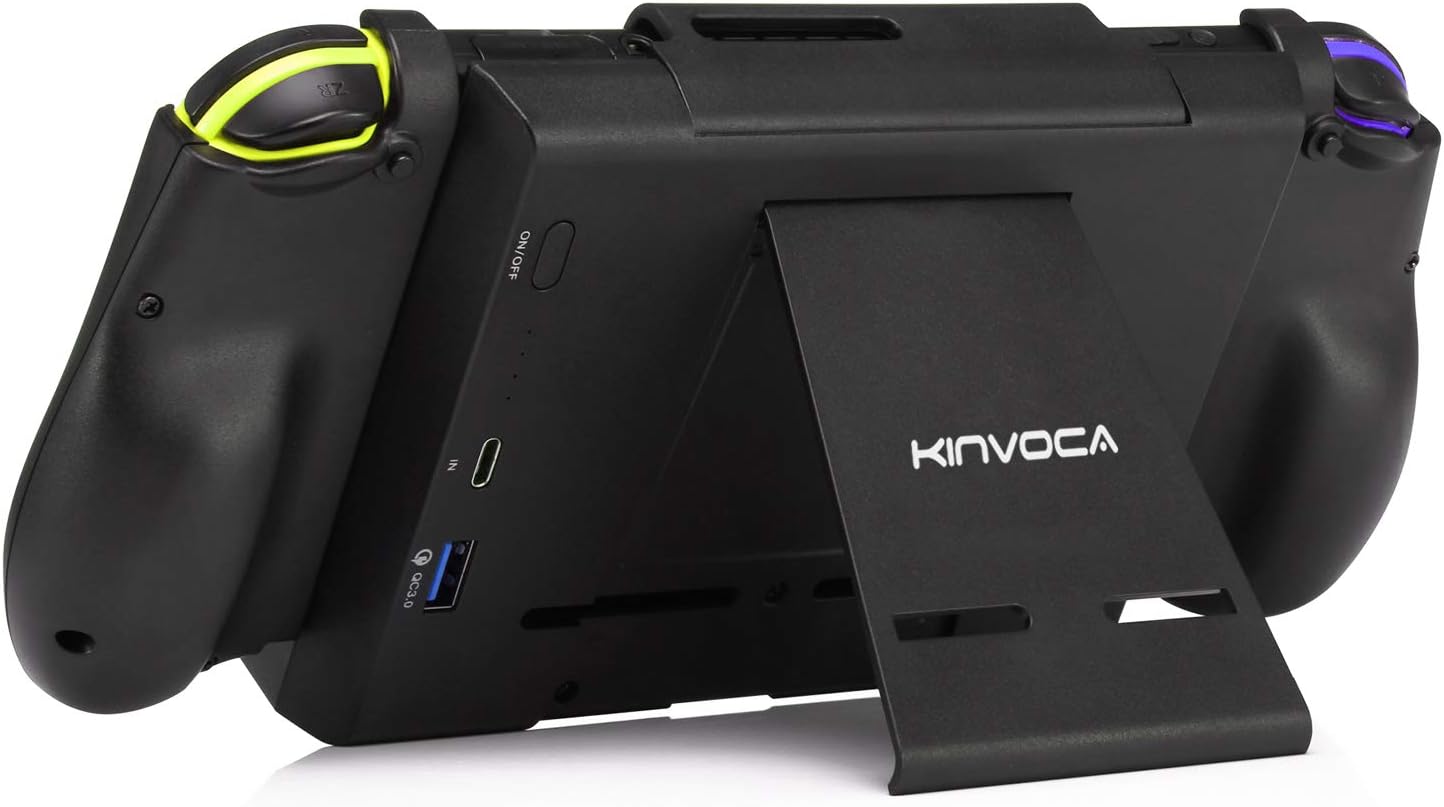 KINVOCA Battery Pack for Nintendo Switch, 10000mAh Switch Portable Charger with 18W Quick Charge, Charging and Battery Case with Detachable Joycon Grip, Kick Stand and Game Cartridges Storage: Home Audio & Theater