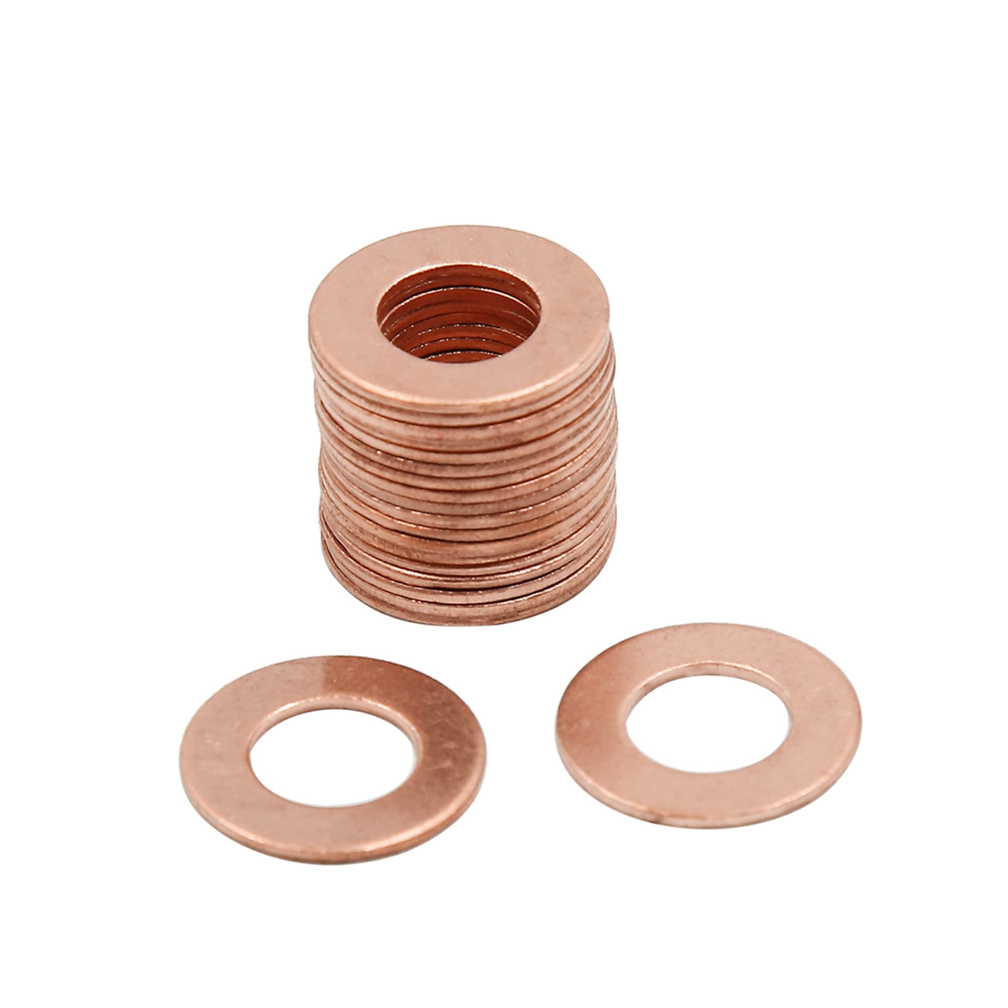 X AUTOHAUX 20 Pcs M10 x 20mm x 1mm Copper Washers Flat Sealing Gaskets Rings