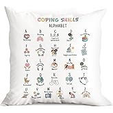 huester Coping Skills Mental Health Pillow Covers 18x18, School Counselor Office Classroom Decor Pillows Cases, Therapy Office Decor, Inspirational Alphabet Pillows Decorative Throw Pillows Cover