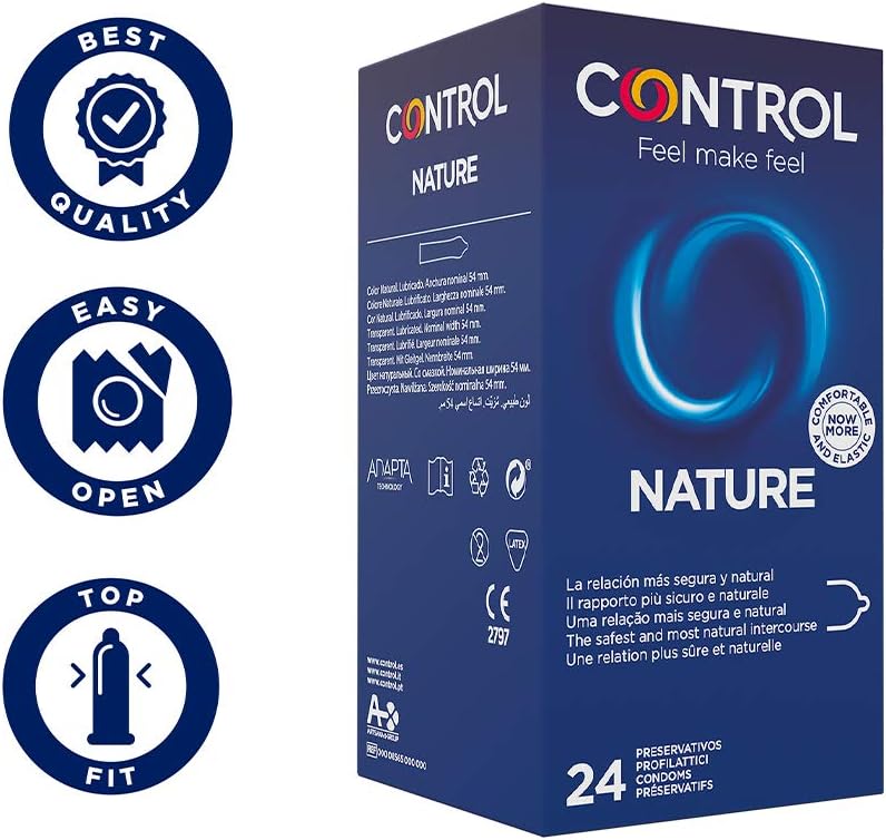 Natural, Pack de Preservativos Nature y Gel de Masaje Wild 3 en 1, 99,4% Ingredientes Naturales - 24 Preservativos