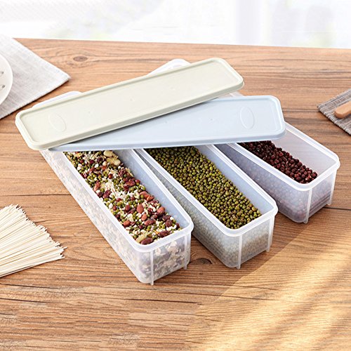 Afco Strip Noodle Storage Box Refrigerator Food Container Drawer Kitchen Food Rack size 30cm x 8.2cm x 8cm (Khaki)
