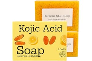 Kojic Acid Soap | Turmeric Soap for Skin | Enhanced with Lemon for Vitamin C | 100g Bar Soaps | Soft Gentle Scrubbing Bead So