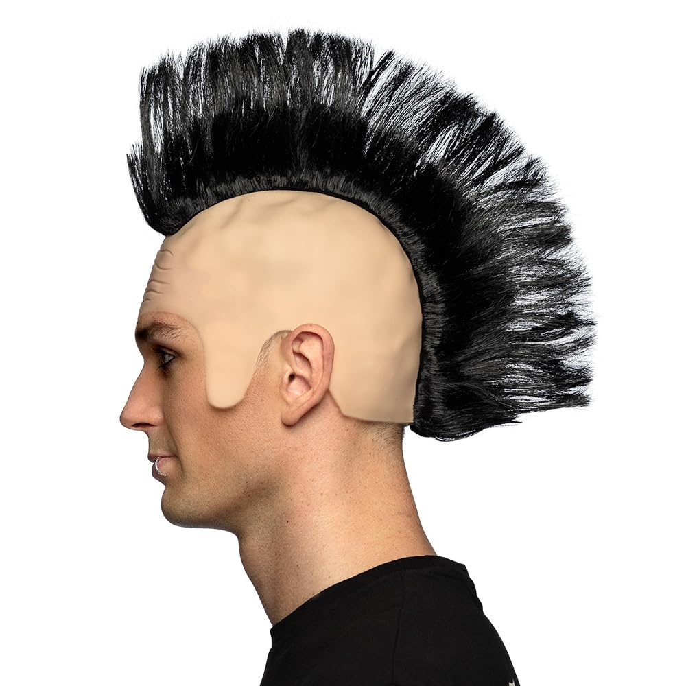 Boland Punk Mohawk Wig for Adults – Black 1980s Rocker Fancy Dress Hairpiece – Punk Rock 80s Costume Wig for Parties, Gigs, Festivals, Halloween & Theme Events