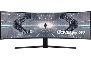 SAMSUNG 49” Odyssey G9 Gaming Monitor, 1000R Curved Screen, QLED, Dual QHD Display, 240Hz, NVIDIA G-SYNC and FreeSync Premium Pro, LC49G95TSSNXZA, Black