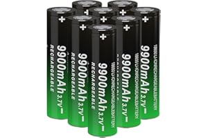 CPZZ 3.7V 18650 Rechargeable Battery, 9900mAh 3.7 Volt Battery for Doorbells, Headlamps, Flashlights, etc (8 PCS, Flat Top), 131XH
