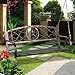 Yaheetech Iron Porch Swing Hanging Bench Chair Patio Bench Outdoor Swing Glider Chair Outdoor Funiture Fleur-De-Lis Design
