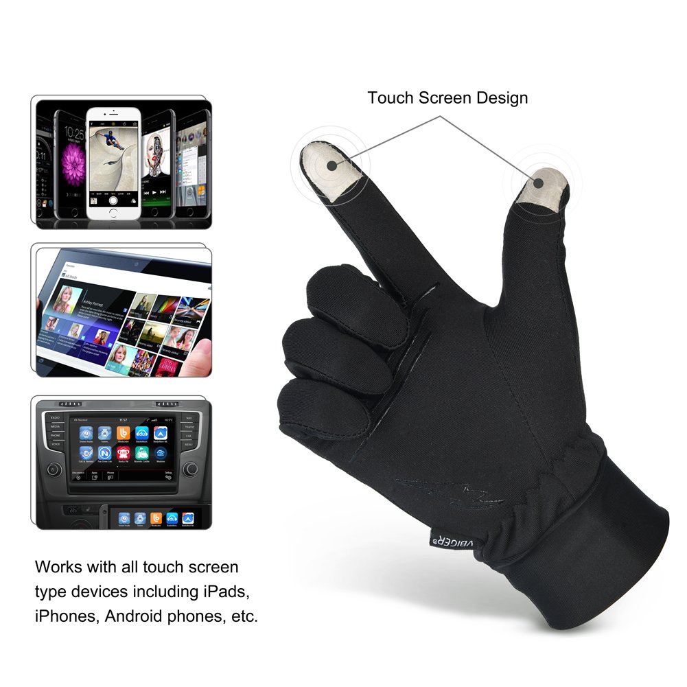 Vbiger Winter Warme Handschuhe Touchscreen Handschuhe Fahrenhandschuhe Radfahren Handschuhe für Herren und Damen, M,  Schwarz-2