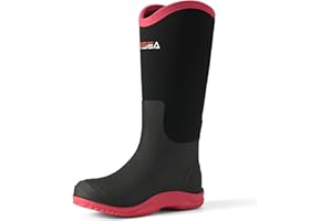 HISEA Women's Neoprene Tall Rain Boots Waterproof Garden Boots Wellington Rubber Boots