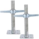 Scaffold 12" Adjustable Leveling Galvanized Screw Jack with Base Plate, 2 Pack