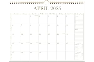 RUNTIOVAL Calendar 2025-2026 - Wall Calendar from April 2025 - June 2026, 15 Months Calendar with Premium Paper, Twin-Wire Binding & Hanging Hook, 12" x 14.5", Golden