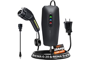 VDLPOWERVP Level 1&2 EV Charger, Electric Vehicle Portable Charger with 20FT Cable, 3.5KW 16Amp Home EV Car Charging Station, 110V-240V NEMA 6-20 & NEMA 5-15 Plug Adapter, for All SAE J1772