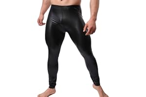 YUFEIDA Men's Faux Leather Tight Pants Man Leggings PVC Long Trousers