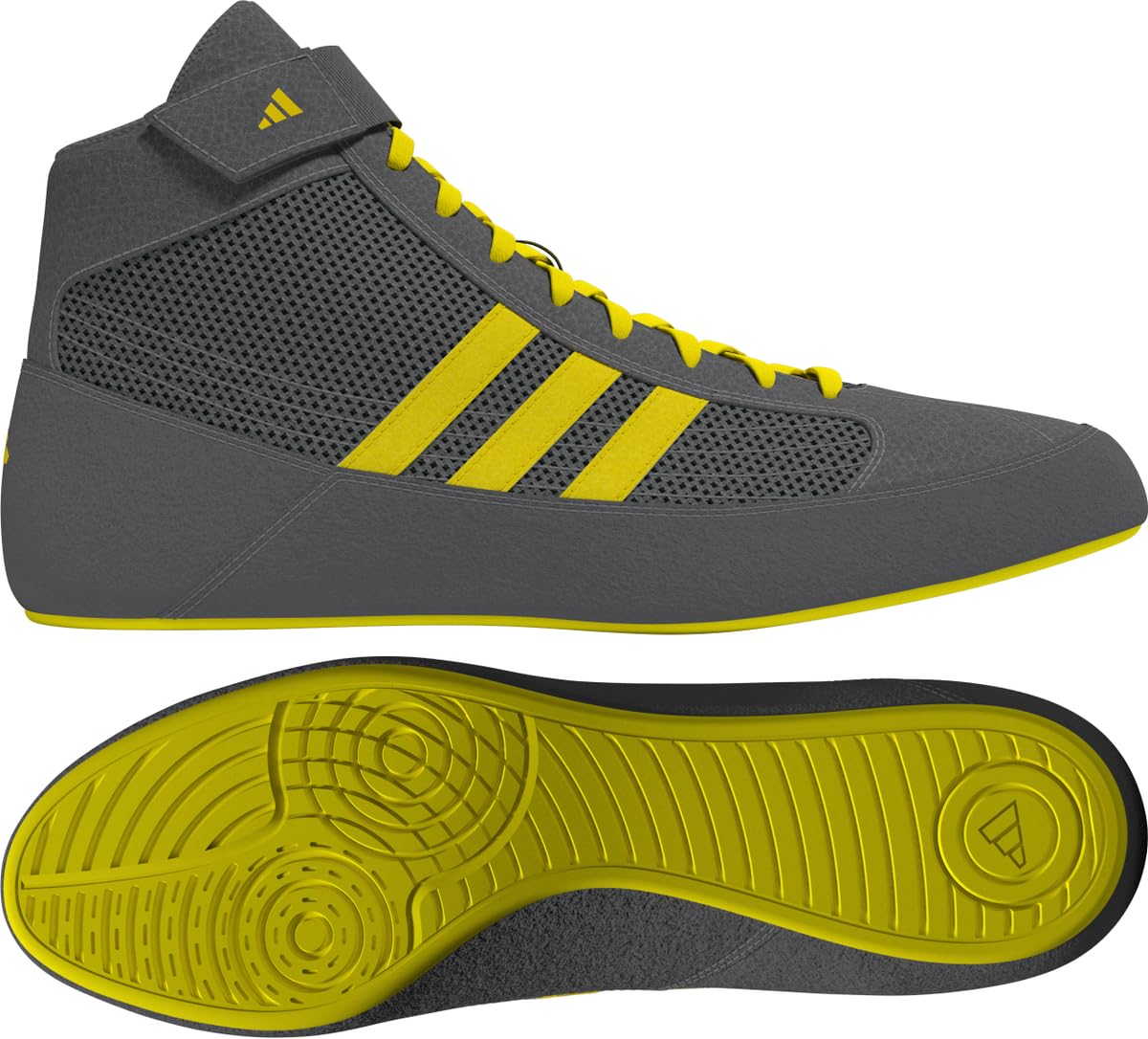Adidas Men's HVC Wrestling Shoes, Grey/Yellow, 7.5 Image